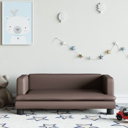 Barnsoffa brun 80x45x30 cm konstläder