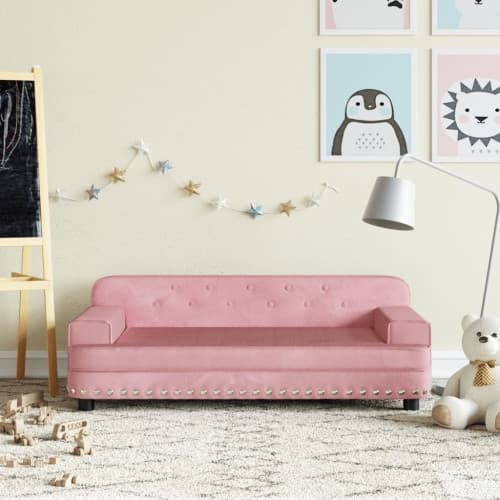 Barnsoffa rosa 90x53x30 cm sammet