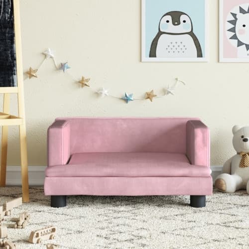 Barnsoffa rosa 60x40x30 cm sammet