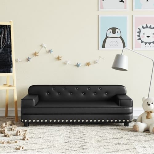 Barnsoffa svart 90x53x30 cm konstläder