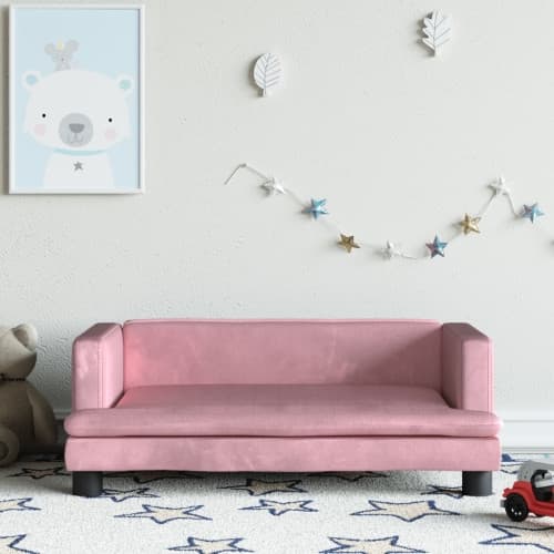 Barnsoffa rosa 80x45x30 cm sammet