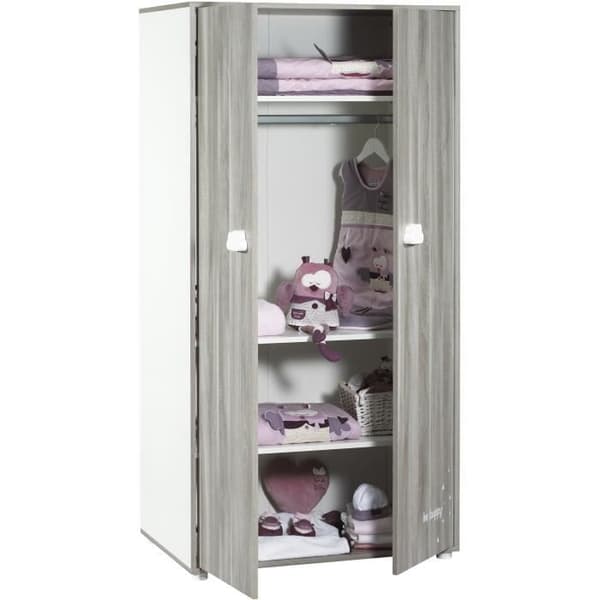 Komplett babyrum - Säng 120x60, skötbord och garderob - BABY PRICE - SMILE - Kalia ek