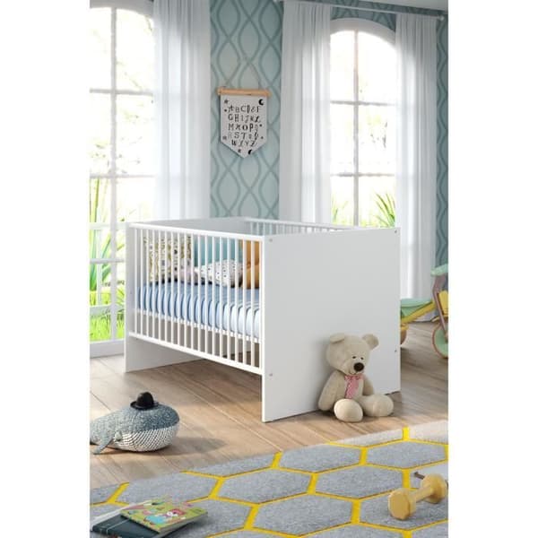 Duo babyrum: Säng 70 x 140 cm + NIKO omklädningsbyrå - Vit - TREND TEAM