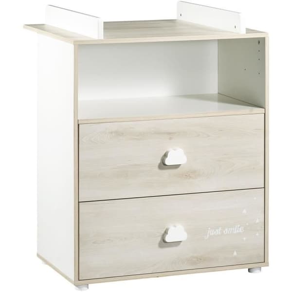 Komplett babyrum - Säng 120x60 och skötbord - BABY PRICE - SMILE - Askgrå