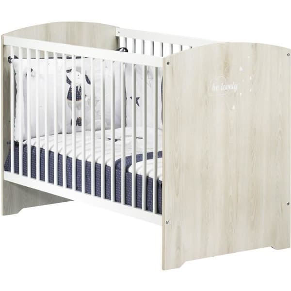 Komplett babyrum - Säng 120x60 och skötbord - BABY PRICE - SMILE - Askgrå