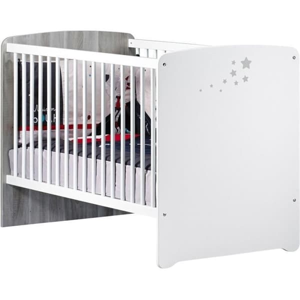 Chambre bébé trio Nao: säng 120x60, skötbord och garderob - Babyprice - Vit
