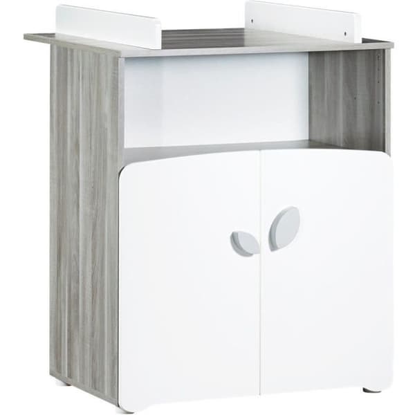 Chambre baby trio Leaf: säng 120x60, skötbord och garderob - Babyprice - Vit