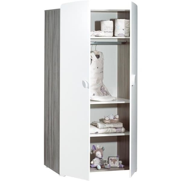 Chambre baby trio Leaf: säng 120x60, skötbord och garderob - Babyprice - Vit