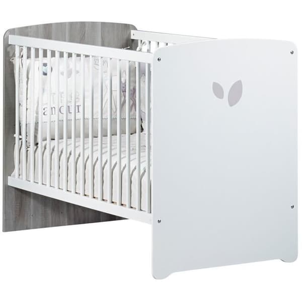 Chambre baby trio Leaf: säng 120x60, skötbord och garderob - Babyprice - Vit