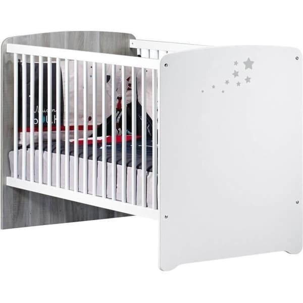 Chambre bébé duo Nao: säng 120x60, skötbord - Babyprice - Vit