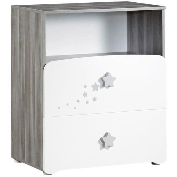 Chambre bébé duo Nao: säng 120x60, skötbord - Babyprice - Vit