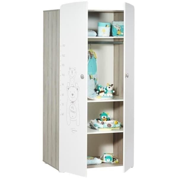 Babyutrymme Trio Teddy: säng 120x60, skötbord och garderob - Babyprice - Vit