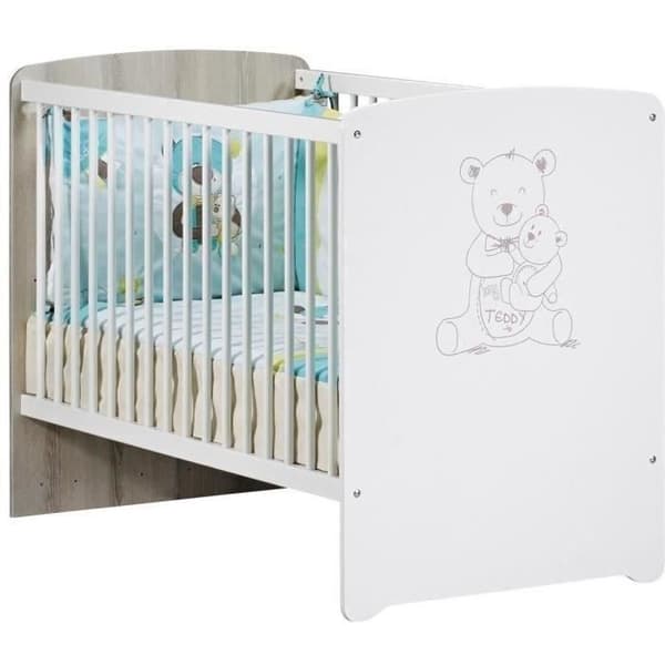 Babyutrymme Trio Teddy: säng 120x60, skötbord och garderob - Babyprice - Vit