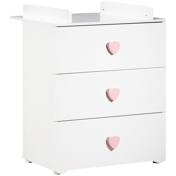 Bebisäng trio Basic hjärta: säng 120x60, skötbord och garderob - Babyprice - Vit