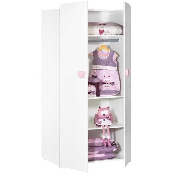 Bebisäng trio Basic hjärta: säng 120x60, skötbord och garderob - Babyprice - Vit