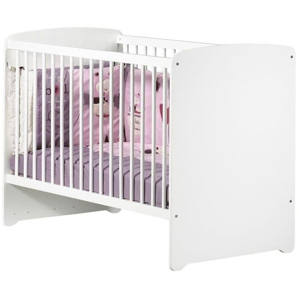 Bebisäng trio Basic hjärta: säng 120x60, skötbord och garderob - Babyprice - Vit
