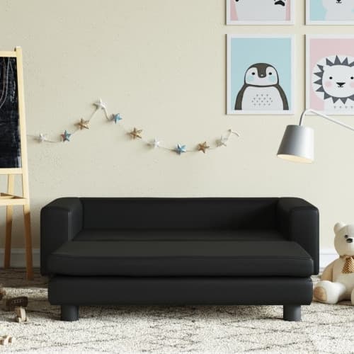 Barnsoffa med fotpall svart 100x50x30 cm sammet