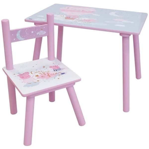 Roligt hus peppa gris drömbord h.41,5 x b.60 x d. 40 cm med stol h.49,5 x b.31 x d.31,5 cm för barn