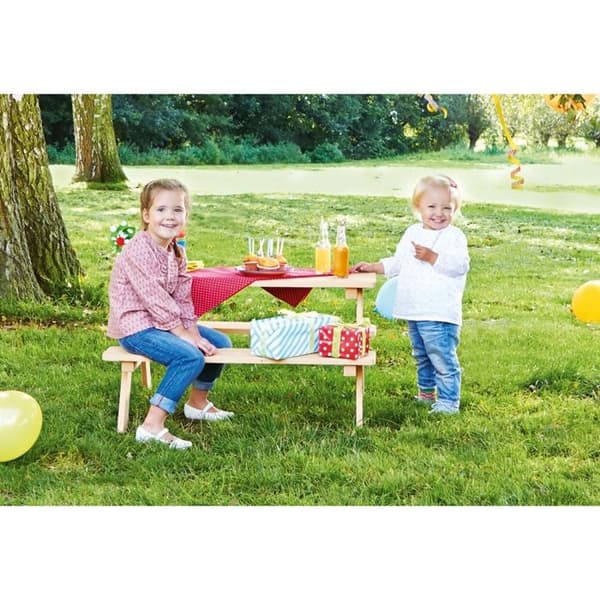 Picknickbord och bänk för barn - PINOLINO - Nicki - White Wood - 4 platser