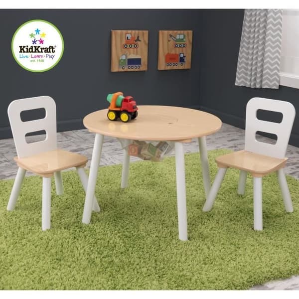 KIDKRAFT runt bord + 2 stolar
