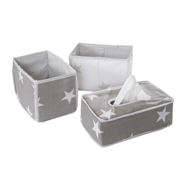 Förvaringsset för blöjor och våtservetter - ROBA - Little Stars - Grå - Blandat - 23x13x8cm - 20x12x13,5cm