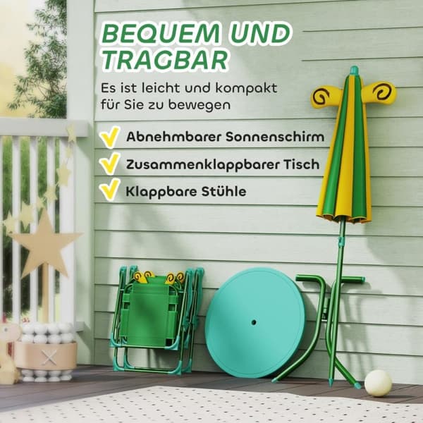 Barnens Trädgårdsmöbelset, Ø49.5x50H cm, Grön