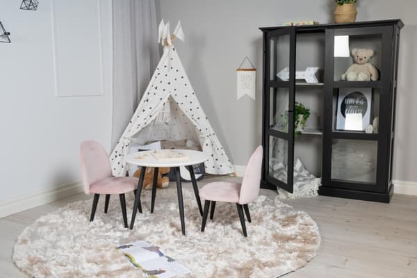 FURNLUX BARNRUMSSTOL SAMMET LJUSROSA & SVART 40CM
