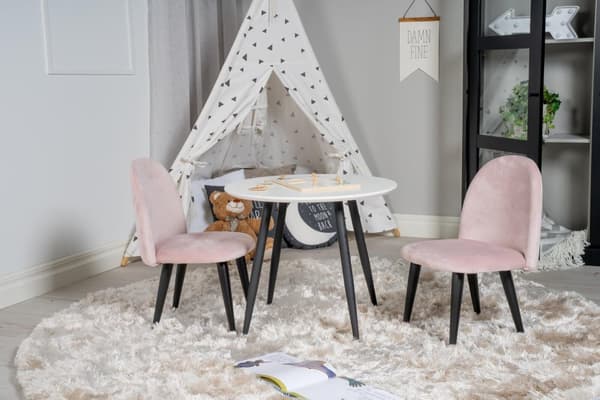 FURNLUX BARNRUMSSTOL SAMMET LJUSROSA & SVART 40CM