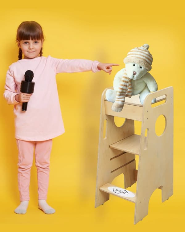 Lasten keittiöapulainen 2in1 pöytätuoli musta PL
