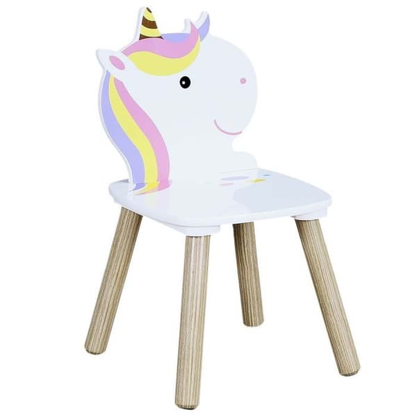Home Deco Kids HD6764 Barnbord och 2 stolar Unicorn Lily Vit beige och flerfärgad