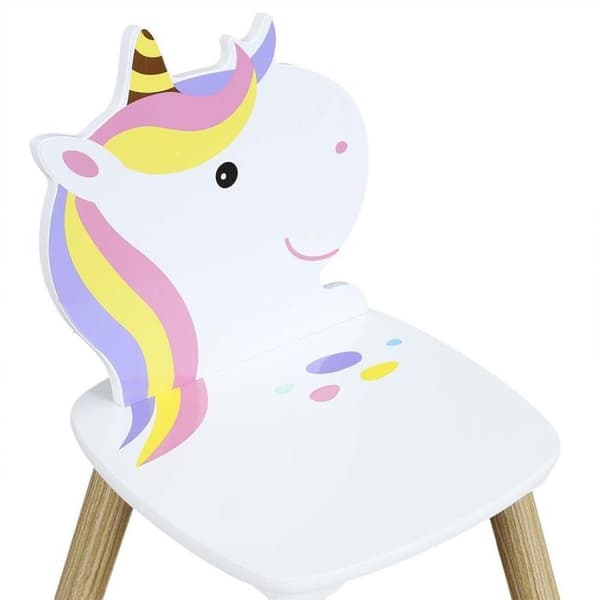 Home Deco Kids HD6764 Barnbord och 2 stolar Unicorn Lily Vit beige och flerfärgad