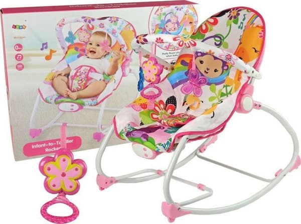 Barnstol - barnsoffa Lean sport - 9490-uniw - Gungstol 2i1 Blomma Rosa, vibrationer och ljud