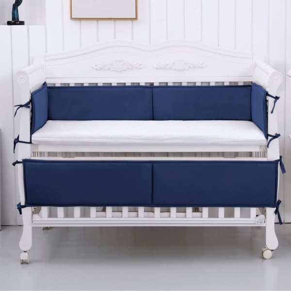 OBOSOE 4-pak åndbar blød pude til sider, stødbeskyttelse kollisionsbeskyttelse blød pude til børneværelset Blå 132×24,5 cm × 2 st + 68,5×24,5 cm × 2 st