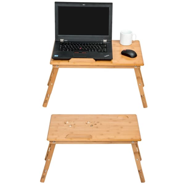 Laptopbord i trä, 55 x 35 x 26 cm justerbar - brun