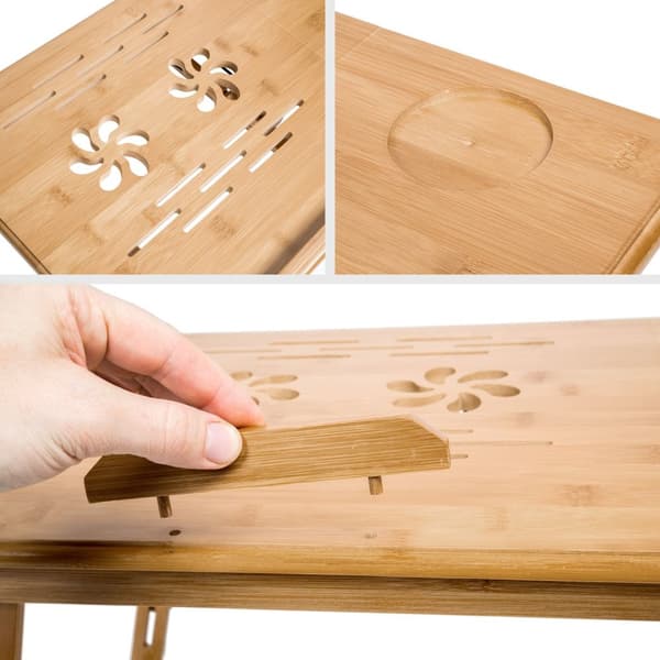 Laptopbord i trä, 55 x 35 x 26 cm justerbar - brun