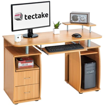 Skrivebord med tasteturhylde 115x55x87cm - bøg