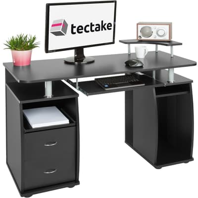 Skrivebord med tasteturhylde 115x55x87cm - sort