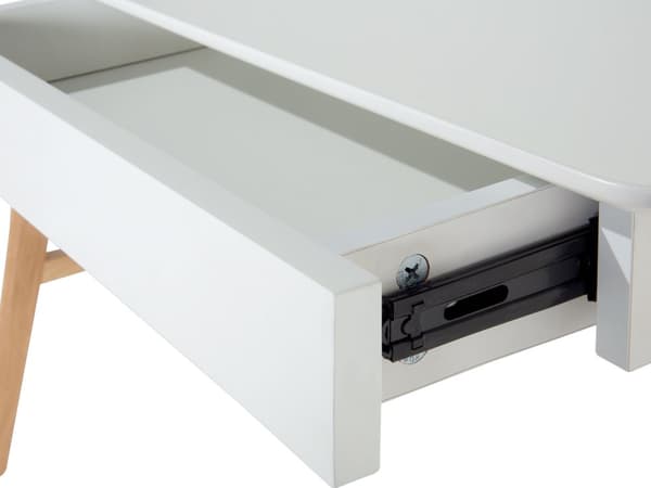 Työpöytä valkoinen MDF-levy vaaleat tammijalat 120 x 70 x 76 cm laatikoilla skandinaavinen moderni tyyli