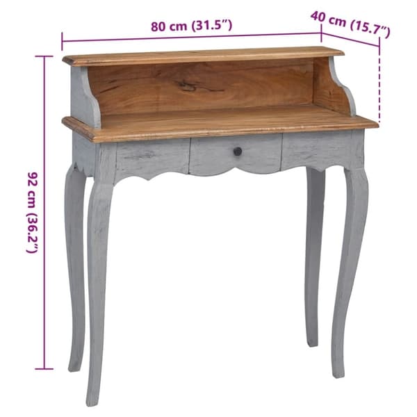 vidaXL Skrivebord heltre mahogni 80x40x92 cm