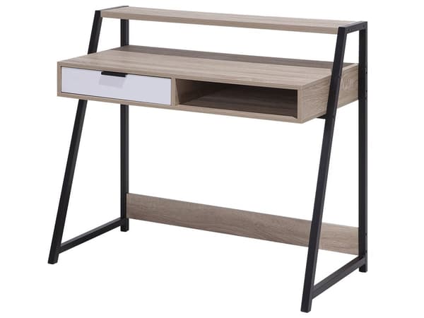 Työpöytä vaaleanruskea MDF-levy 100 x 92 x 50 cm teräsjalat vetolaatikko säilytystila hylly