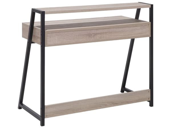 Työpöytä vaaleanruskea MDF-levy 100 x 92 x 50 cm teräsjalat vetolaatikko säilytystila hylly