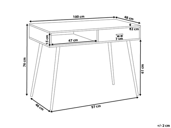 Skrivbord Ljusbrun och Vit 100 x 48 cm Låda Hylla Skandinavisk