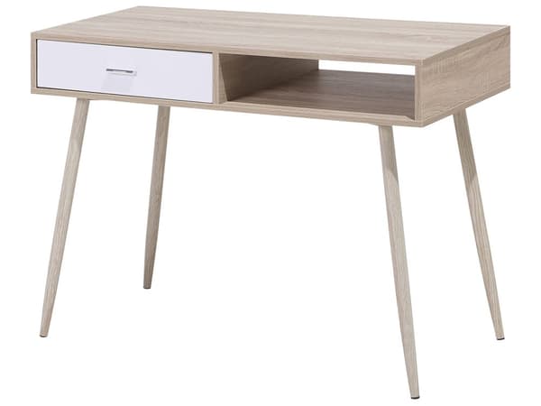 Skrivbord Ljusbrun och Vit 100 x 48 cm Låda Hylla Skandinavisk