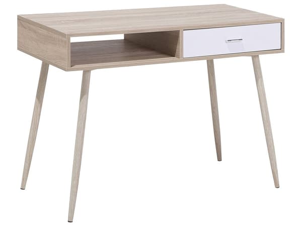 Skrivbord Ljusbrun och Vit 100 x 48 cm Låda Hylla Skandinavisk