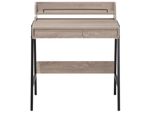 Skrivbord Ljust Trä och Svart 77 x 46 cm Hylla 2 Lådor Skandinavisk