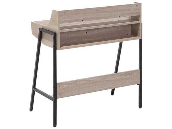 Skrivebord Lyst Træ og Sort Metal 77 x 46 cm Hylde Skuffe Opbevaringsplads Skandinavisk til Computer Skole Tilbehør Pige Drenge Værelse Dekor