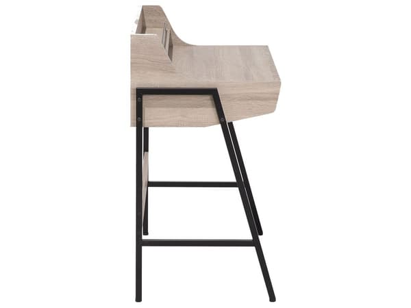 Skrivebord Lyst Træ og Sort Metal 77 x 46 cm Hylde Skuffe Opbevaringsplads Skandinavisk til Computer Skole Tilbehør Pige Drenge Værelse Dekor