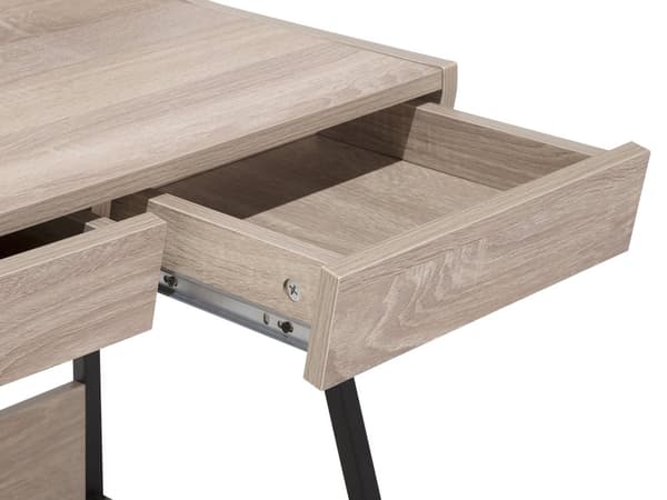 Skrivebord Lyst Træ og Sort Metal 77 x 46 cm Hylde Skuffe Opbevaringsplads Skandinavisk til Computer Skole Tilbehør Pige Drenge Værelse Dekor