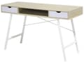 Miniatyrbillede 5 af 11: Kontorbord Lyst Træ og Hvid 120 x 48 cm 2 Skuffer Skandinavisk Stil