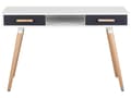 Miniatyrbillede 5 af 11: Skrivebord Hvid Grå 120 x 45 cm 2 Skuffer Hylde Massivt træ Ben Moderne